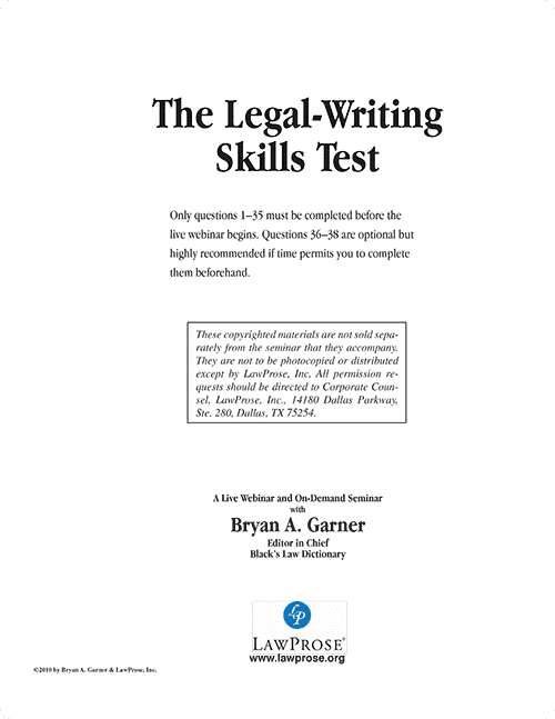 The Legal-Writing Skills Test - Self-Paced Online Seminars - LawProse