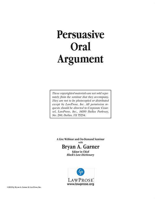 Persuasive Oral Argument - Self-Paced Online Seminars - LawProse