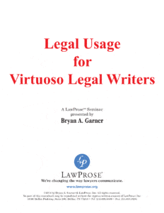 Legal Usage for Virtuoso Legal Writers